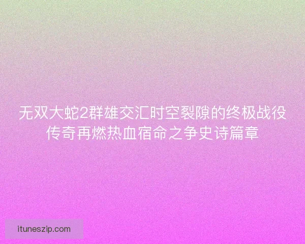 无双大蛇2群雄交汇时空裂隙的终极战役传奇再燃热血宿命之争史诗篇章