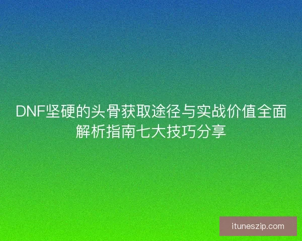 DNF坚硬的头骨获取途径与实战价值全面解析指南七大技巧分享
