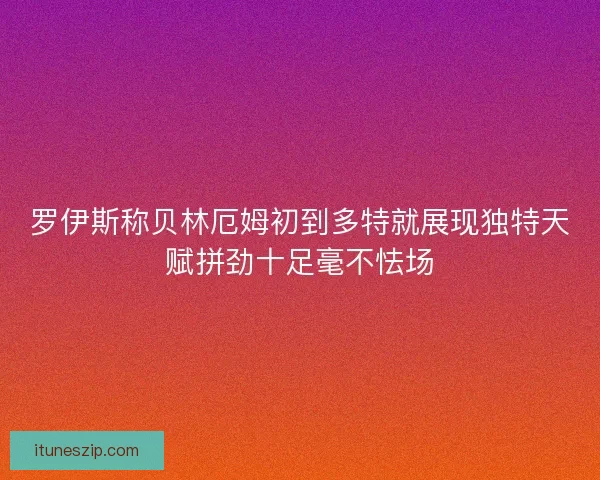 罗伊斯称贝林厄姆初到多特就展现独特天赋拼劲十足毫不怯场