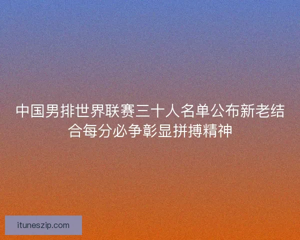 中国男排世界联赛三十人名单公布新老结合每分必争彰显拼搏精神